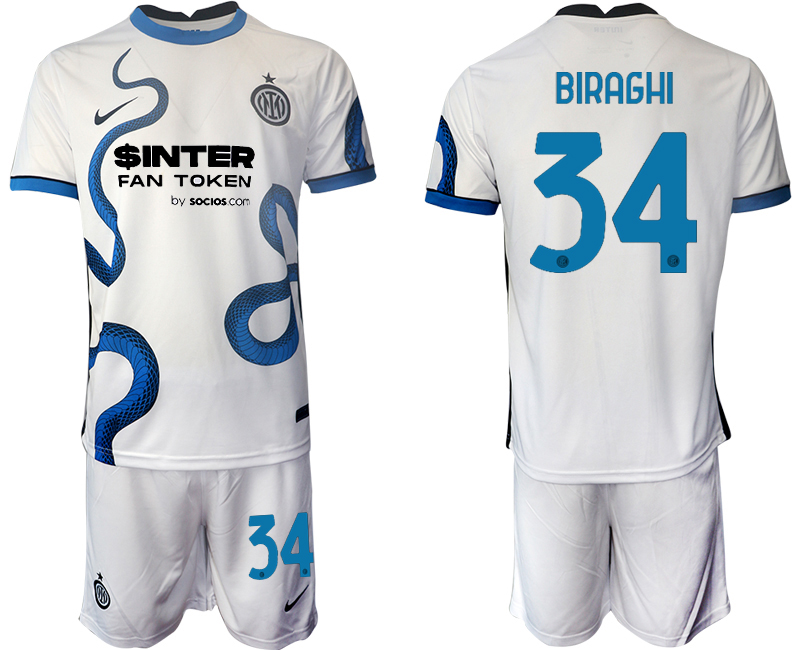 Men 2021-2022 Club Inter Milan away white #34 Soccer Jersey->inter milan jersey->Soccer Club Jersey